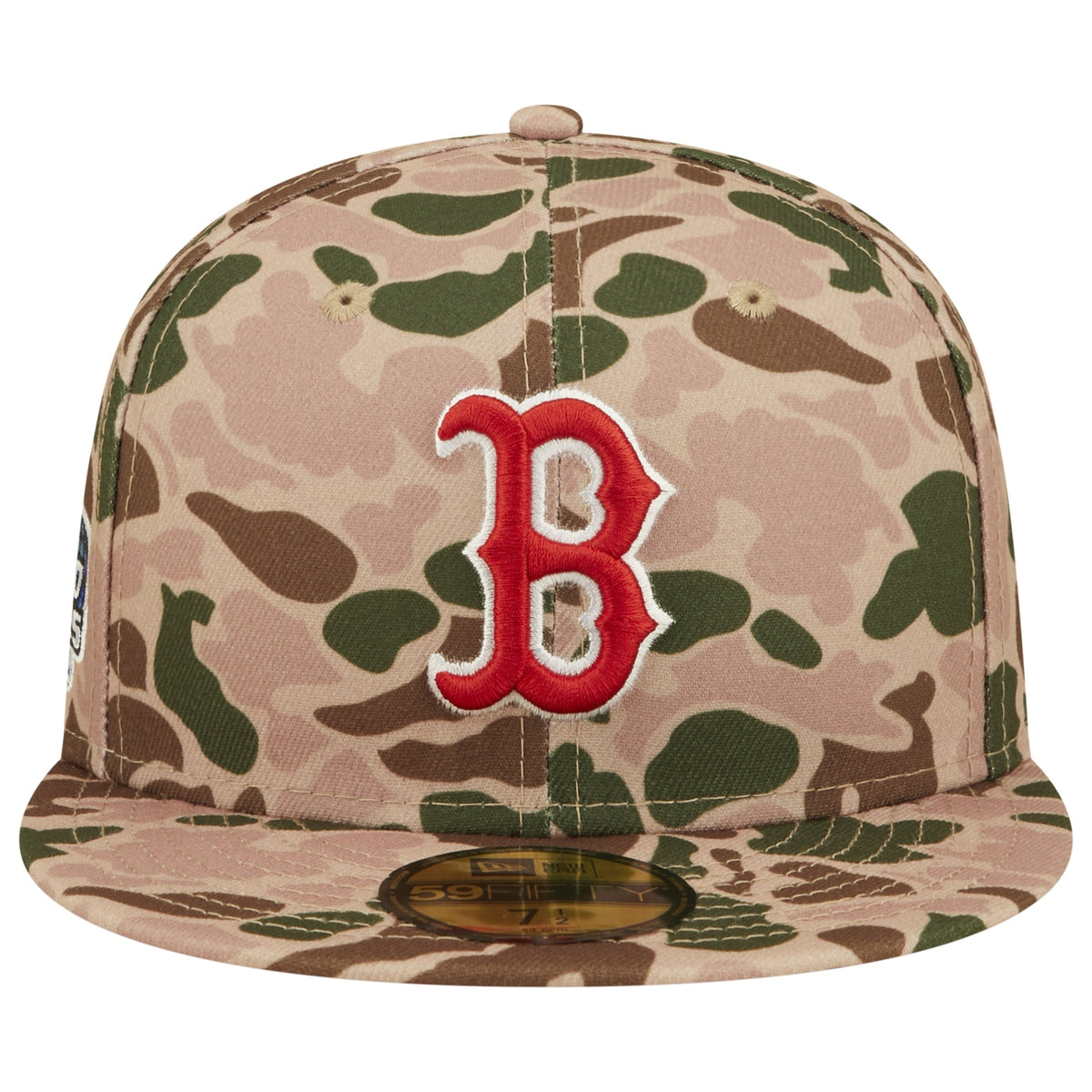 Boston Red Sox New Era MLB 59FIFTY 5950 Fitted Cap Hat Duck Camo Crown/Visor Team Color Logo 2004 World Series Side Patch Orange UV