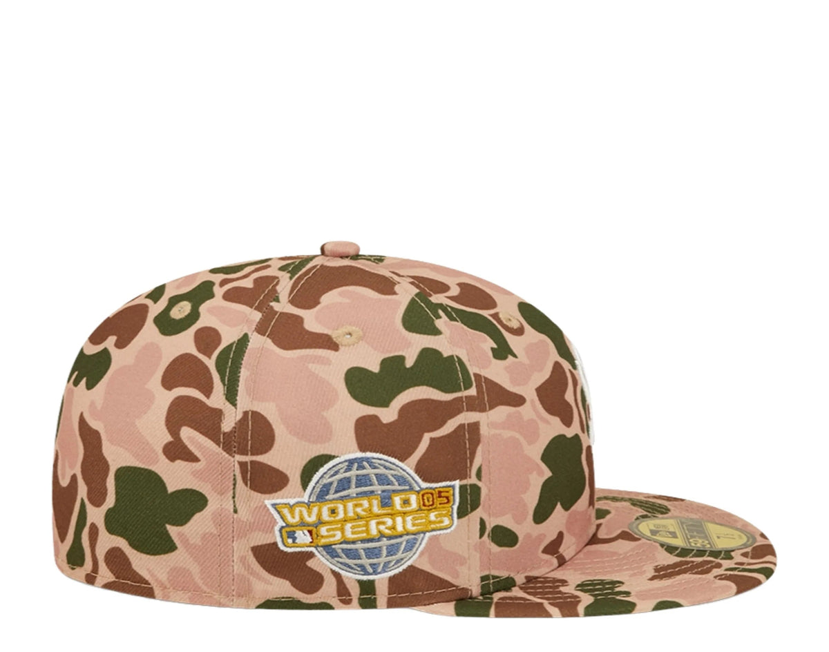 Chicago White Sox New Era MLB 59FIFTY 5950 Fitted Cap Hat Duck Camo Crown/Visor Team Color Logo 2005 World Series Side Patch Orange UV