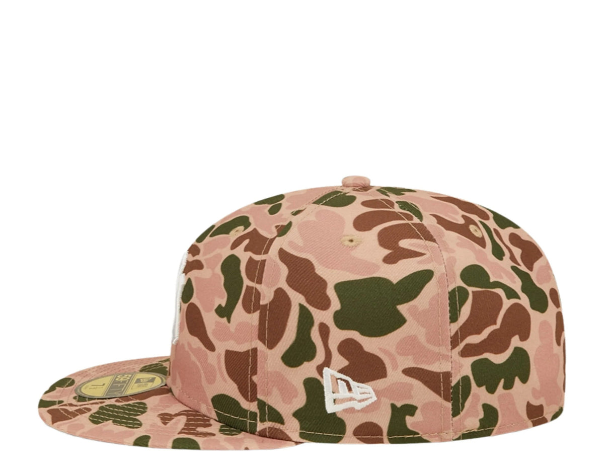 New York Yankees New Era MLB 59FIFTY 5950 Fitted Cap Hat Duck Camo Crown/Visor Team Color Logo 1996 World Series Side Patch Orange UV