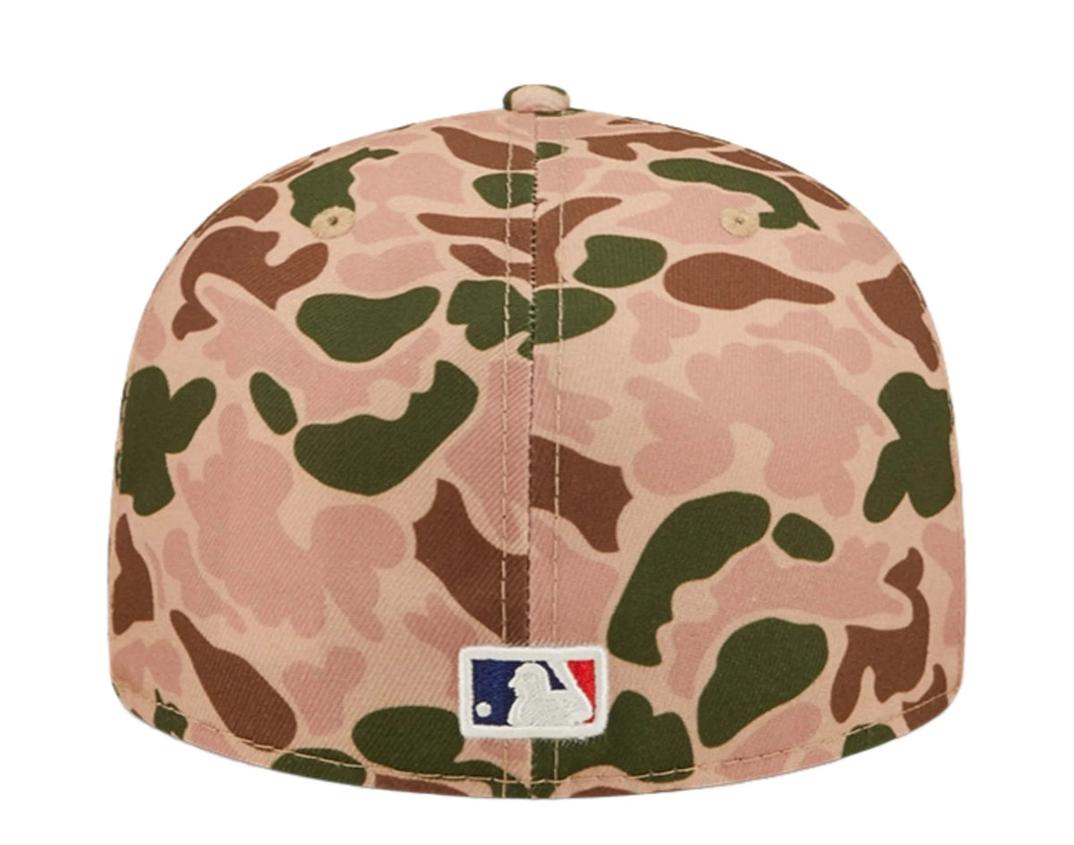 New York Yankees New Era MLB 59FIFTY 5950 Fitted Cap Hat Duck Camo Crown/Visor Team Color Logo 1996 World Series Side Patch Orange UV