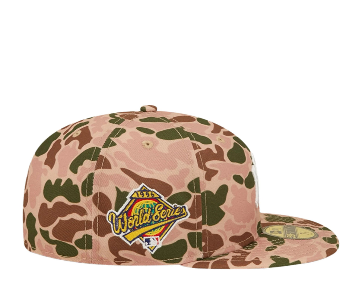 New York Yankees New Era MLB 59FIFTY 5950 Fitted Cap Hat Duck Camo Crown/Visor Team Color Logo 1996 World Series Side Patch Orange UV