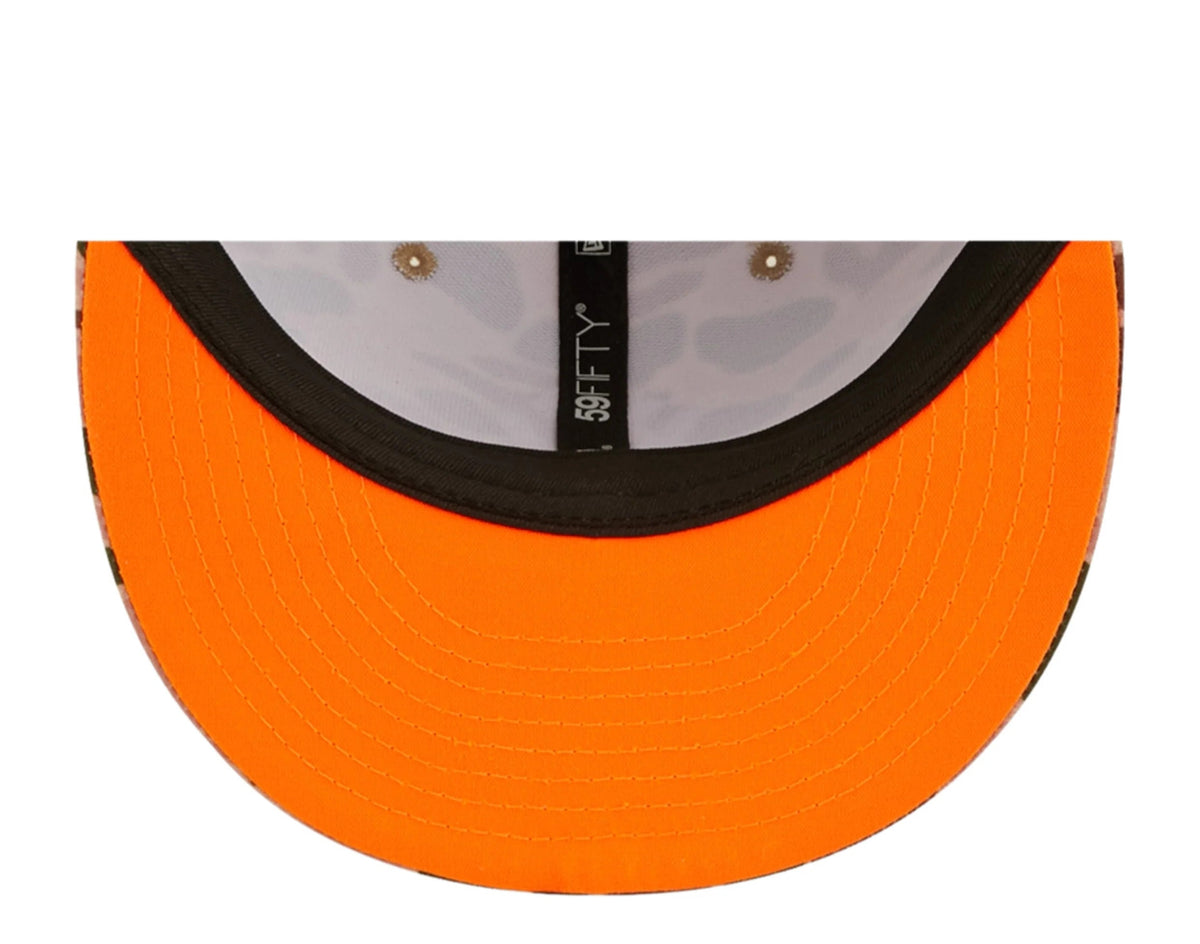 New York Yankees New Era MLB 59FIFTY 5950 Fitted Cap Hat Duck Camo Crown/Visor Team Color Logo 1996 World Series Side Patch Orange UV