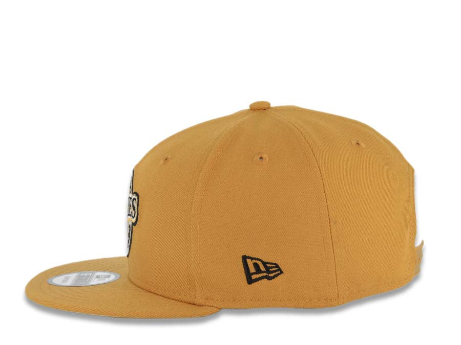 San Diego Padres New Era MLB 9FIFTY 950 Snapback Cap Hat Tan Crown/Visor Black/Metallic Gold Baseball Club Logo 1998 World Series Side Patch Cream UV