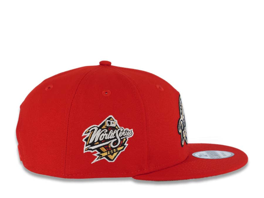 San Diego Padres New Era MLB 9FIFTY 950 Snapback Cap Hat Red Crown/Visor Black/Metallic Red Baseball Club Logo 1998 World Series Side Patch Cream UV