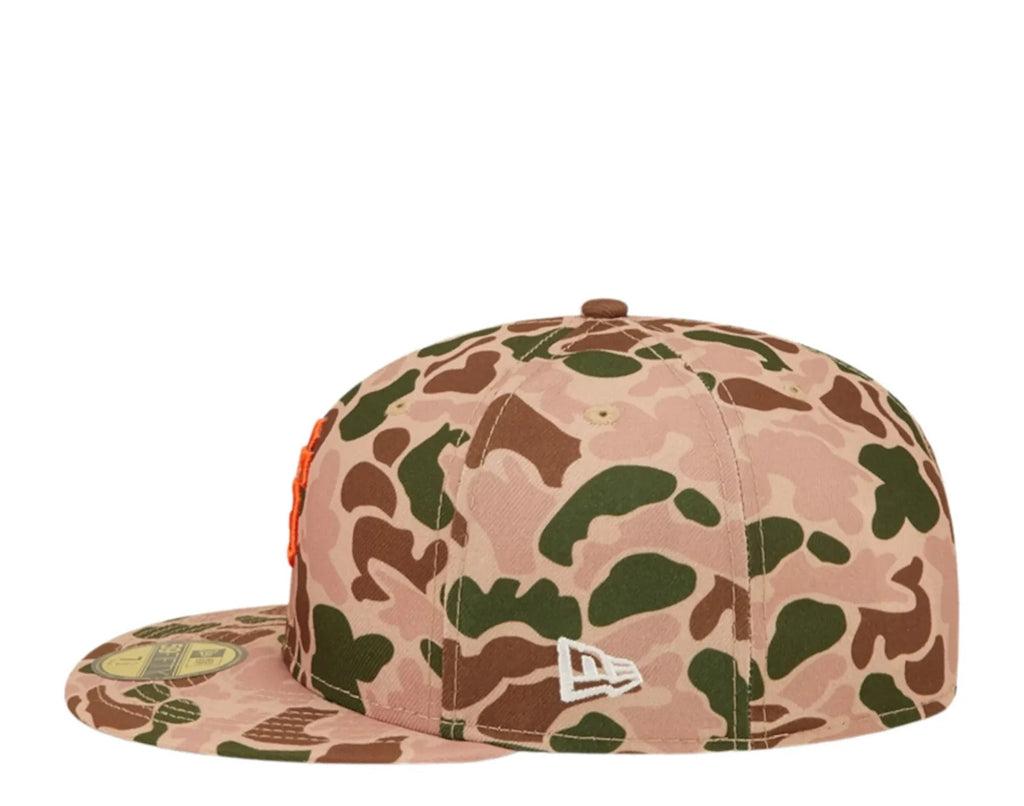 San Francisco Giants New Era MLB 59FIFTY 5950 Fitted Cap Hat Duck Camo Crown/Visor Team Color Logo 2010 World Series Side Patch Orange UV