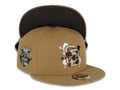 San Diego Padres New Era MLB 59FIFTY 5950 Fitted Cap Hat Wheat Crown/Visor Wheat/Brown/White Splatter Logo 2016 All-Star Game Side Patch Brown UV