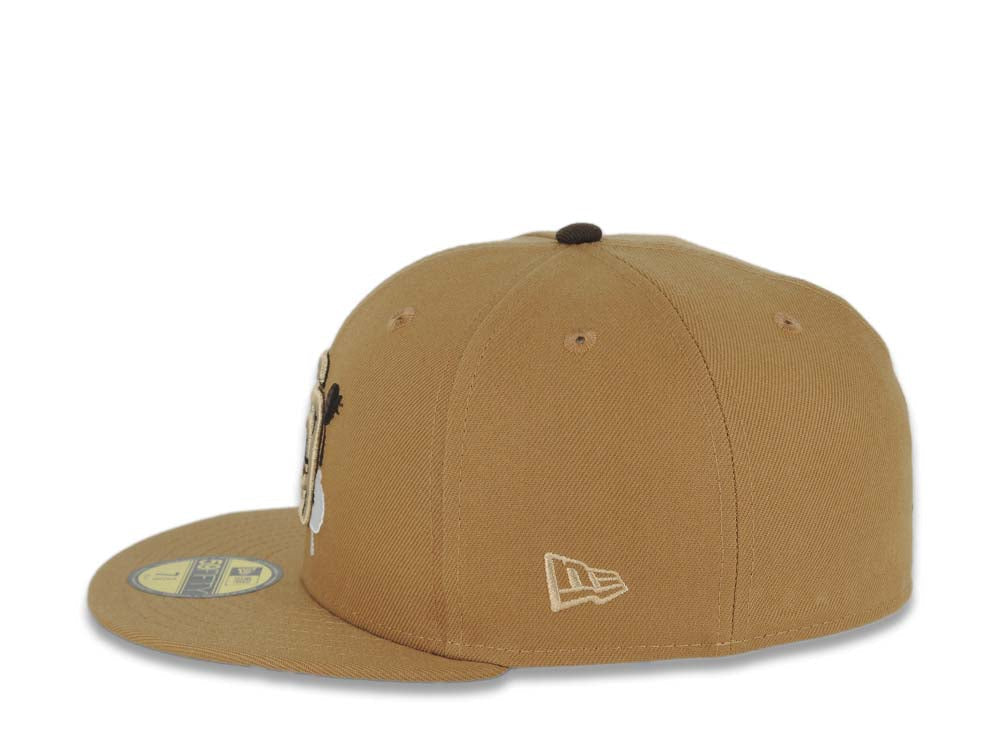 San Diego Padres New Era MLB 59FIFTY 5950 Fitted Cap Hat Wheat Crown/Visor Wheat/Brown/White Splatter Logo 2016 All-Star Game Side Patch Brown UV