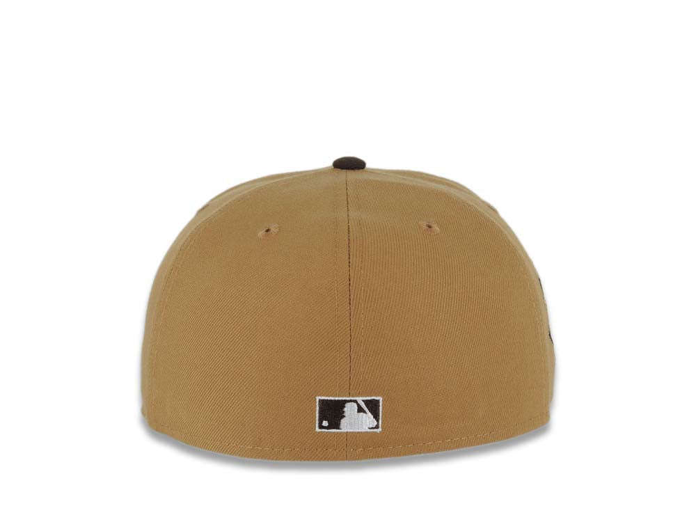 San Diego Padres New Era MLB 59FIFTY 5950 Fitted Cap Hat Wheat Crown/Visor Wheat/Brown/White Splatter Logo 2016 All-Star Game Side Patch Brown UV