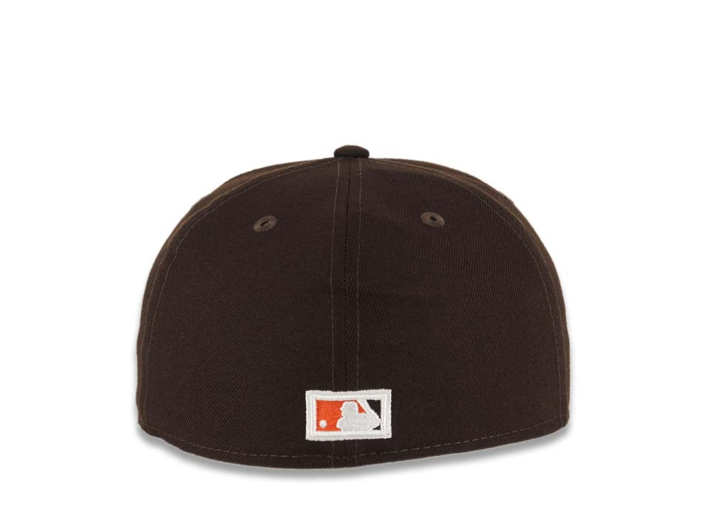 San Diego Padres New Era MLB 59FIFTY 5950 Fitted Cap Hat Dark Brown Crown/Visor Brown/White/Orange Baseball Club Retro Logo