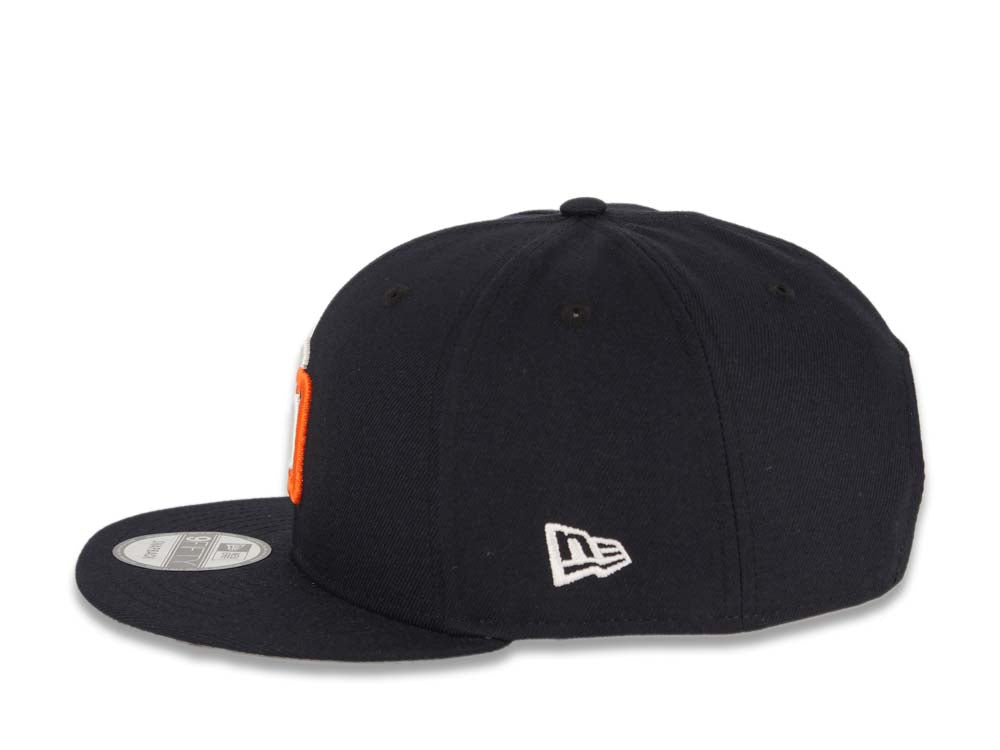 San Diego Padres New Era MLB 9FIFTY 950 Snapback Cap Hat Navy Crown/Visor White/Orange Logo Swinging Friar Side Patch Gray UV