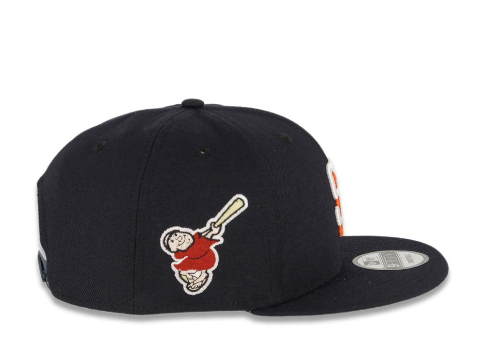 San Diego Padres New Era MLB 9FIFTY 950 Snapback Cap Hat Navy Crown/Visor White/Orange Logo Swinging Friar Side Patch Gray UV