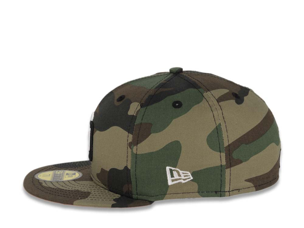 San Diego Padres New Era MLB 59FIFTY 5950 Fitted Cap Hat Camo Crown/Visor White/Black Logo 1998 World Series Side Patch Neon Orange UV