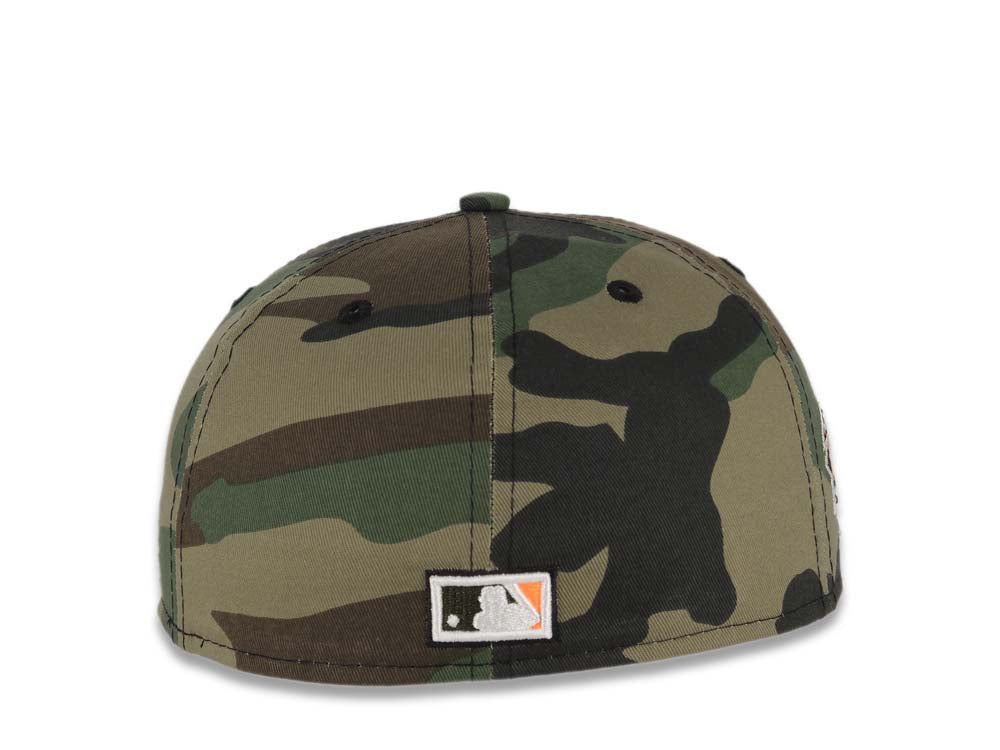 San Diego Padres New Era MLB 59FIFTY 5950 Fitted Cap Hat Camo Crown/Visor White/Black Logo 1998 World Series Side Patch Neon Orange UV