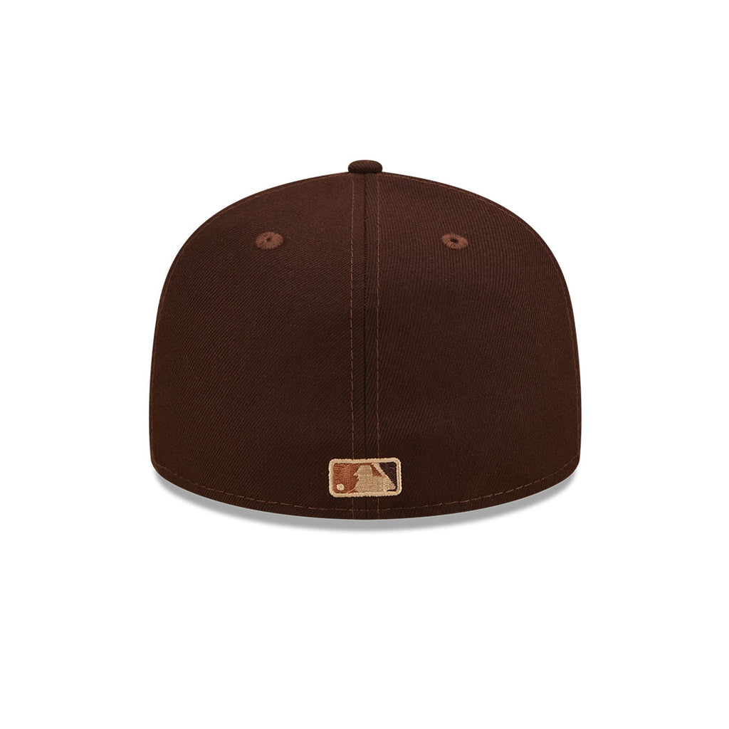 San Diego Padres New Era MLB 59FIFTY 5950 Fitted Cap Hat Brown Crown/Visor Khaki/Metallic Brown Logo (Mono Camo)