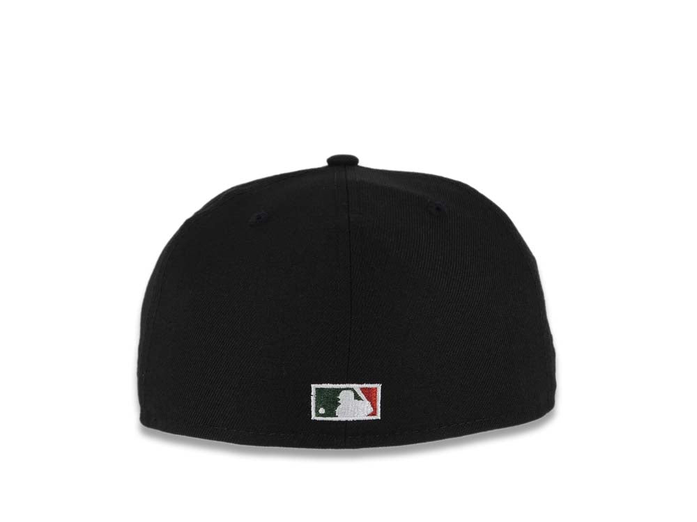 San Diego Padres New Era MLB 59FIFTY 5950 Fitted Cap Hat Black Crown/Visor Red/Green Swinging Friar Logo 40th Anniversary Side Patch Green UV