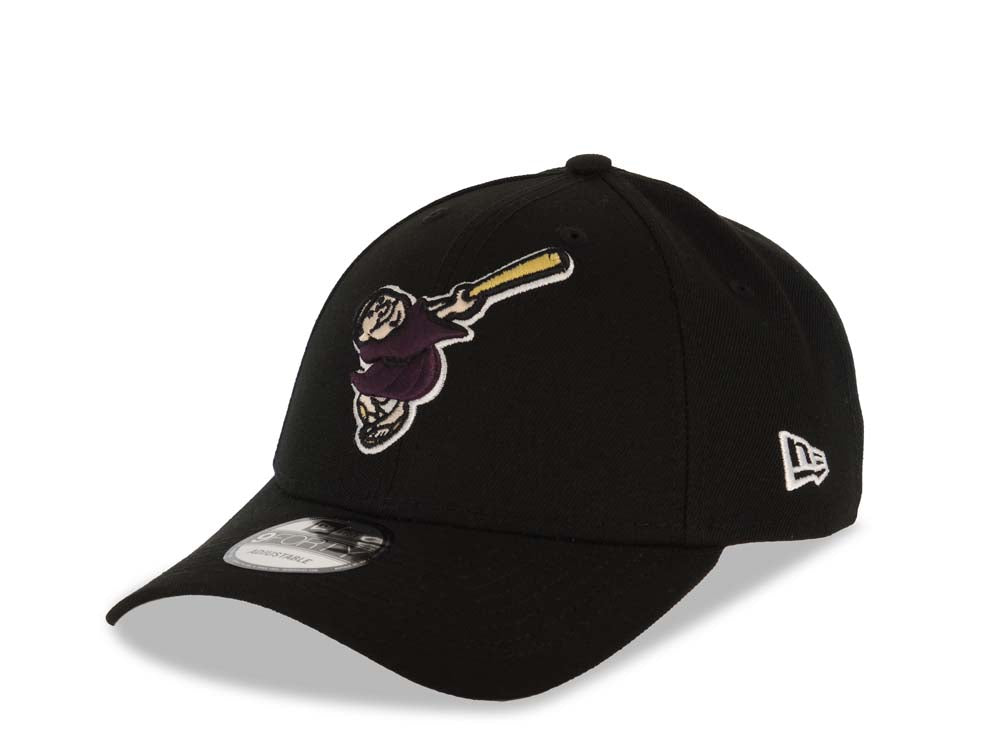 San Diego Padres New Era MLB 9FORTY 940 Adjustable Cap Hat Black Crown/Visor Maroon/Gold Swinging Friar Logo 25th Anniversary Side Patch Gray UV