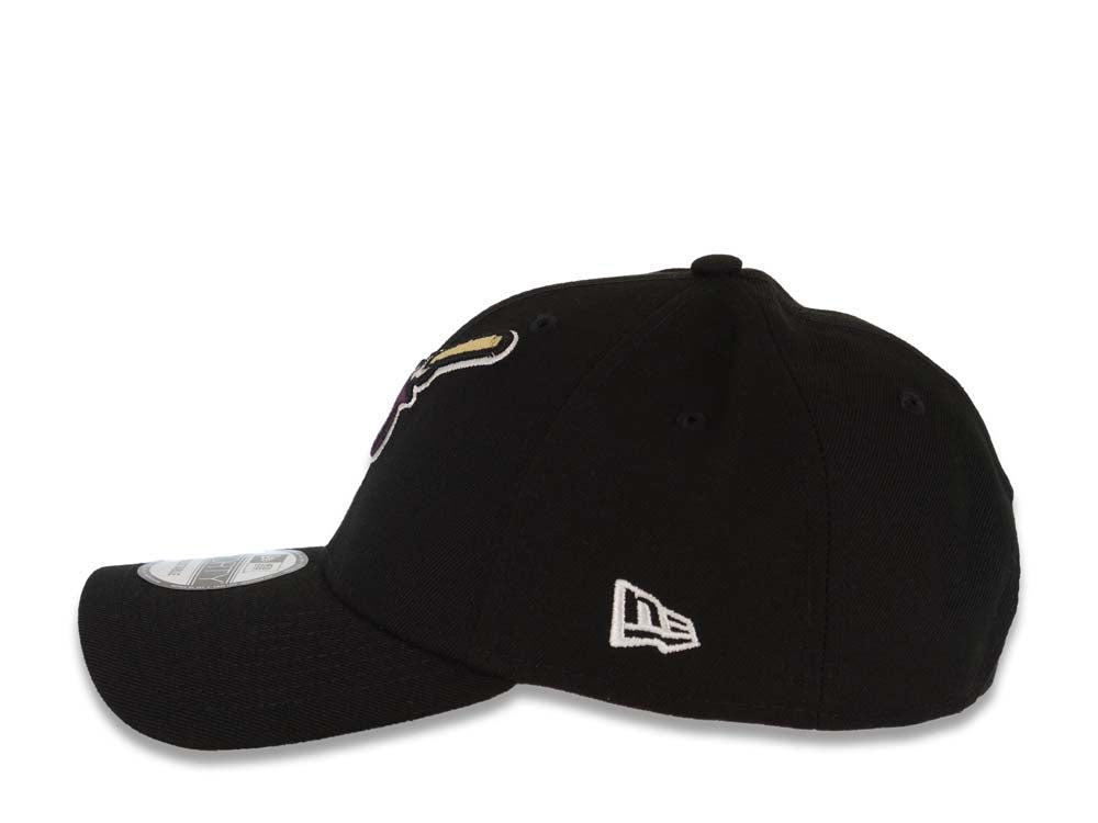 San Diego Padres New Era MLB 9FORTY 940 Adjustable Cap Hat Black Crown/Visor Maroon/Gold Swinging Friar Logo 25th Anniversary Side Patch Gray UV