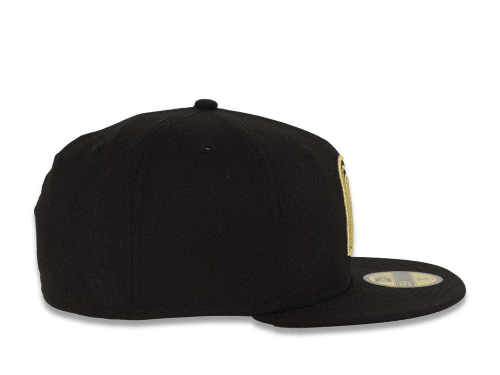 Mexico New Era 59FIFTY 5950 Fitted Cap Hat Black Crown/Visor Black/Metallic Gold Logo