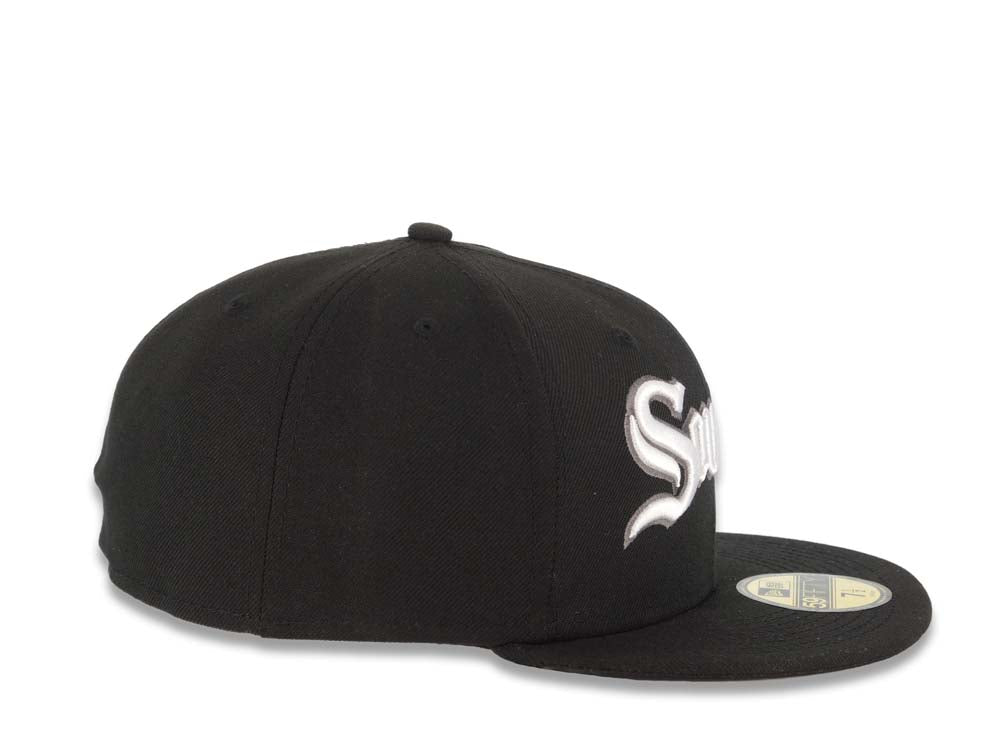 Chicago White Sox New Era MLB 59FIFTY 5950 Fitted Cap Hat Black Crown/Visor White Southside Text/Script Logo (City Connect)
