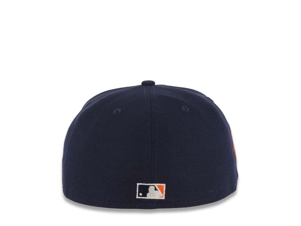 San Diego Padres New Era MLB 59FIFTY 5950 Fitted Cap Hat Light Navy Crown/Visor Light Navy/Orange/White Baseball Club Logo 25th Anniversary Side Patch Orange UV