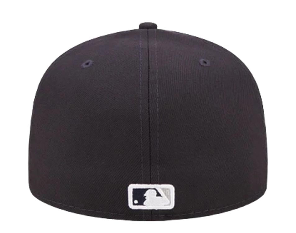 New York Yankees New Era MLB 59FIFTY 5950 Fitted Cap Hat Navy Blue Crown/Visor White with Cloud Logo 1996 World Series Side Patch Sky Blue UV