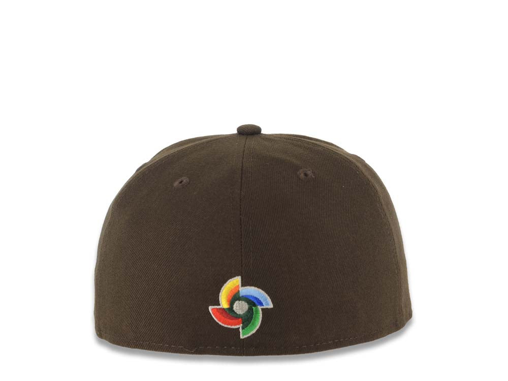 Mexico New Era WBC World Baseball Classic 59FIFTY 5950 Fitted Cap Hat Brown Crown/Visor White/Brown Khaki Logo Khaki UV