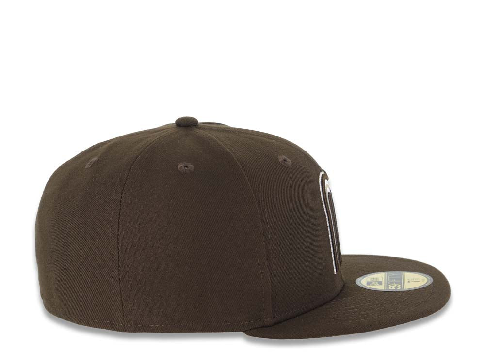 Mexico New Era WBC World Baseball Classic 59FIFTY 5950 Fitted Cap Hat Brown Crown/Visor White/Brown Khaki Logo Khaki UV
