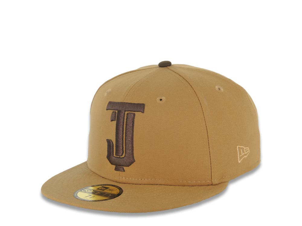 Tijuana Toros New Era LMB 59FIFTY 5950 Fitted Cap Hat Wheat Crown/Visor Brown Logo Desarollo Toros Side Patch Brown UV