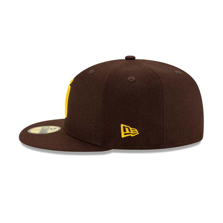 San Diego Padres New Era MLB 59FIFTY 5950 Fitted Cap Hat Dark Brown Crown/Visor Yellow Logo (2023 World Tour Mexico City Series)