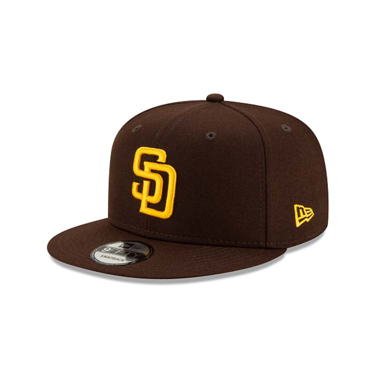 San Diego Padres New Era MLB 9FIFTY 950 Snapback Cap Hat Dark Brown Crown/Visor Yellow Logo (2023 World Tour Mexico City Series)