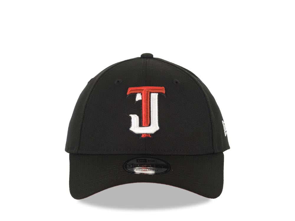 Tijuana Toros New Era LMB 9FORTY 940 Adjustable Cap Hat Black Crown/Visor Red/White TJ Logo Red UV