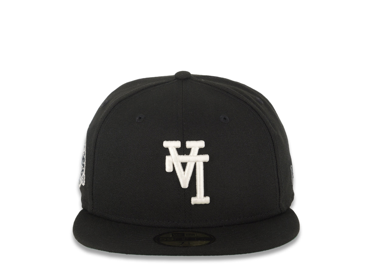 Los Angeles Dodgers New Era MLB 59FIFTY 5950 Fitted Cap Hat Black Crown/Visor White Upside Down Logo 60th Anniversary Side Patch Green UV