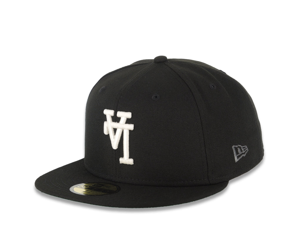 Los Angeles Dodgers New Era MLB 59FIFTY 5950 Fitted Cap Hat Black Crown/Visor White Upside Down Logo 60th Anniversary Side Patch Green UV