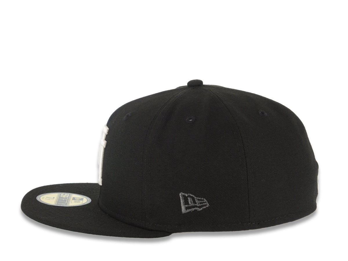 Los Angeles Dodgers New Era MLB 59FIFTY 5950 Fitted Cap Hat Black Crown/Visor White Upside Down Logo 60th Anniversary Side Patch Green UV