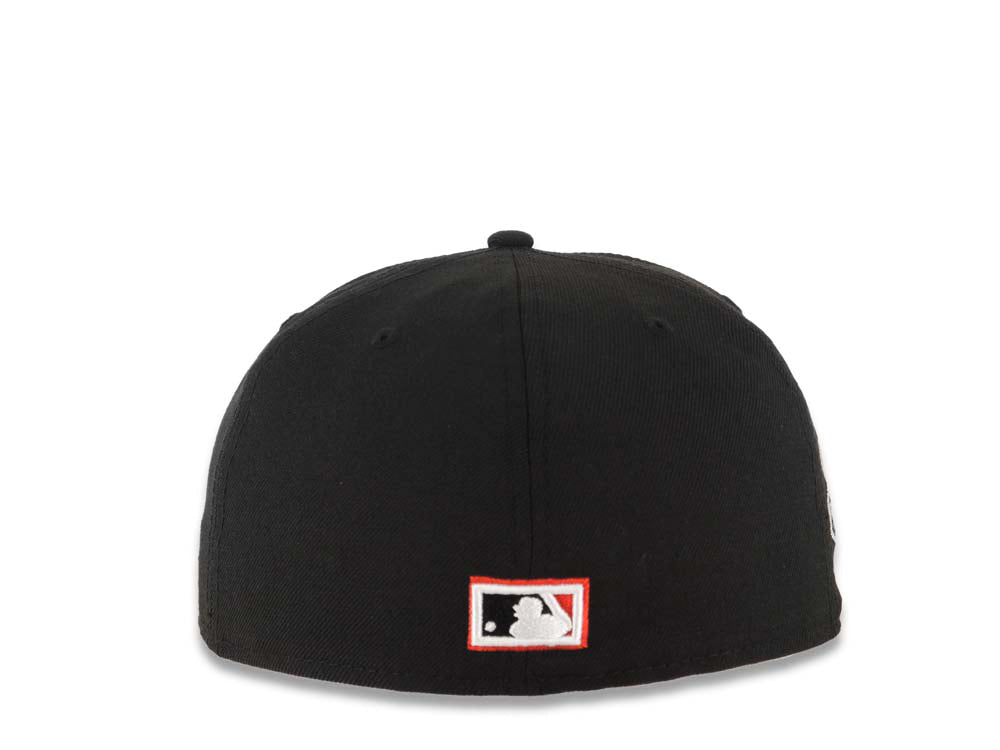New York Yankees New Era MLB 59FIFTY 5950 Fitted Cap Hat Black Crown/Visor White Logo With Rose 2001 World Series Side Patch Red UV