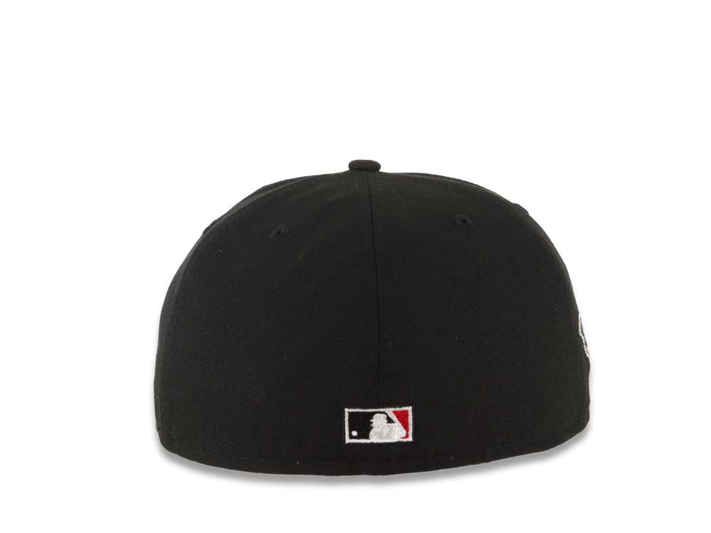 New York Yankees New Era MLB 59FIFTY 5950 Fitted Cap Hat Black Crown/Visor White Logo With Roses 1996 World Series Side Patch Red UV