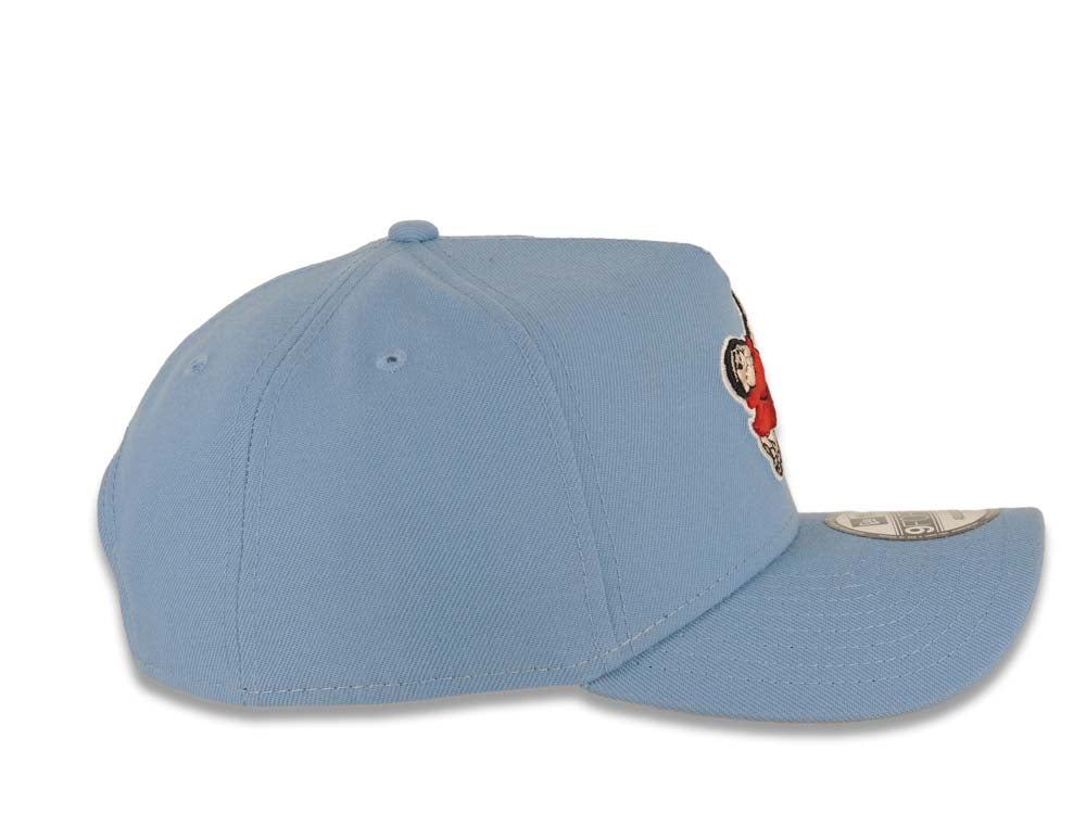 San Diego Padres New Era MLB 9FORTY 940 Adjustable A-Frame Cap Hat Sky Blue Crown/Visor Red/White Swinging Friar Logo Gray UV