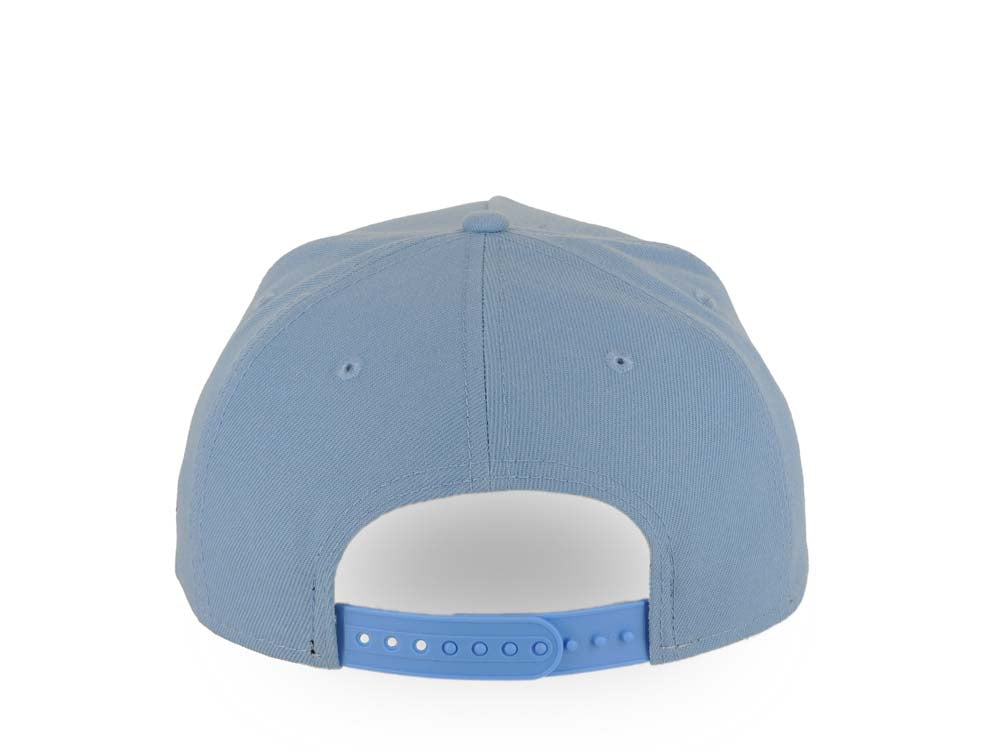 San Diego Padres New Era MLB 9FORTY 940 Adjustable A-Frame Cap Hat Sky Blue Crown/Visor Red/White Swinging Friar Logo Gray UV