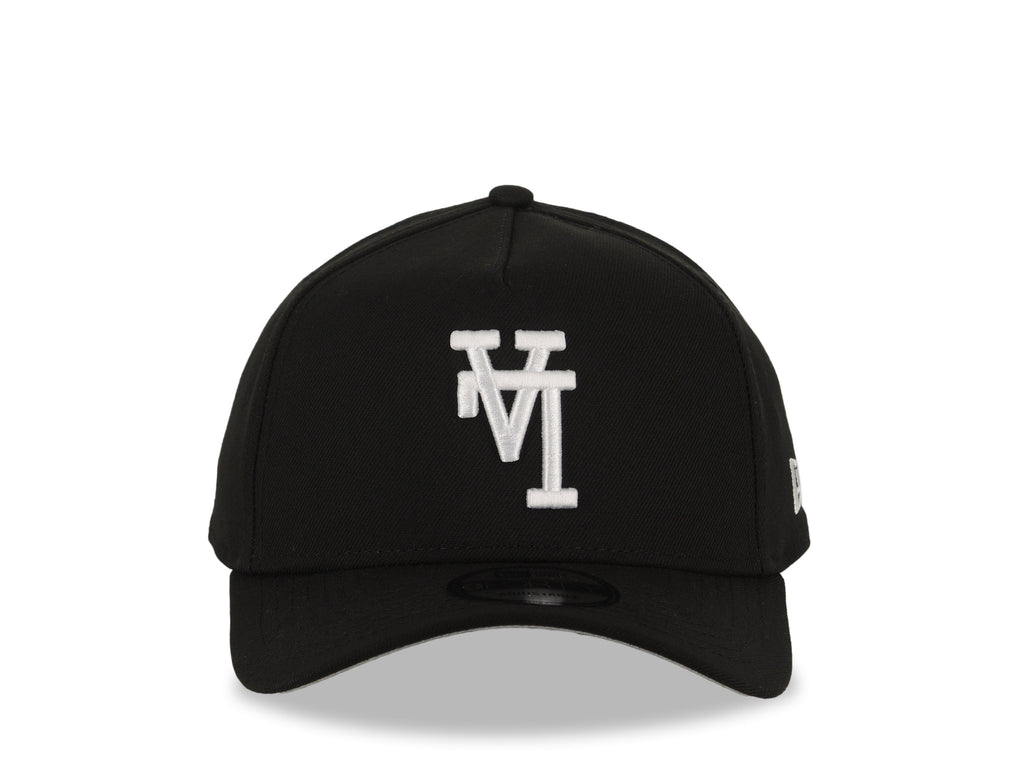 Los Angeles Dodgers New Era MLB 9FORTY 940 Adjustable A-Frame Cap Hat Black Crown/Visor White Upside Down Logo Gray UV