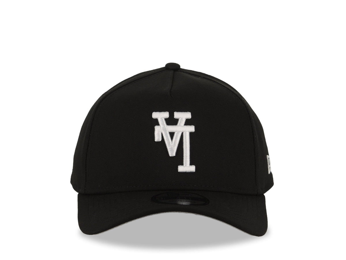 Los Angeles Dodgers New Era MLB 9FORTY 940 Adjustable A-Frame Cap Hat Black Crown/Visor White Upside Down Logo Gray UV