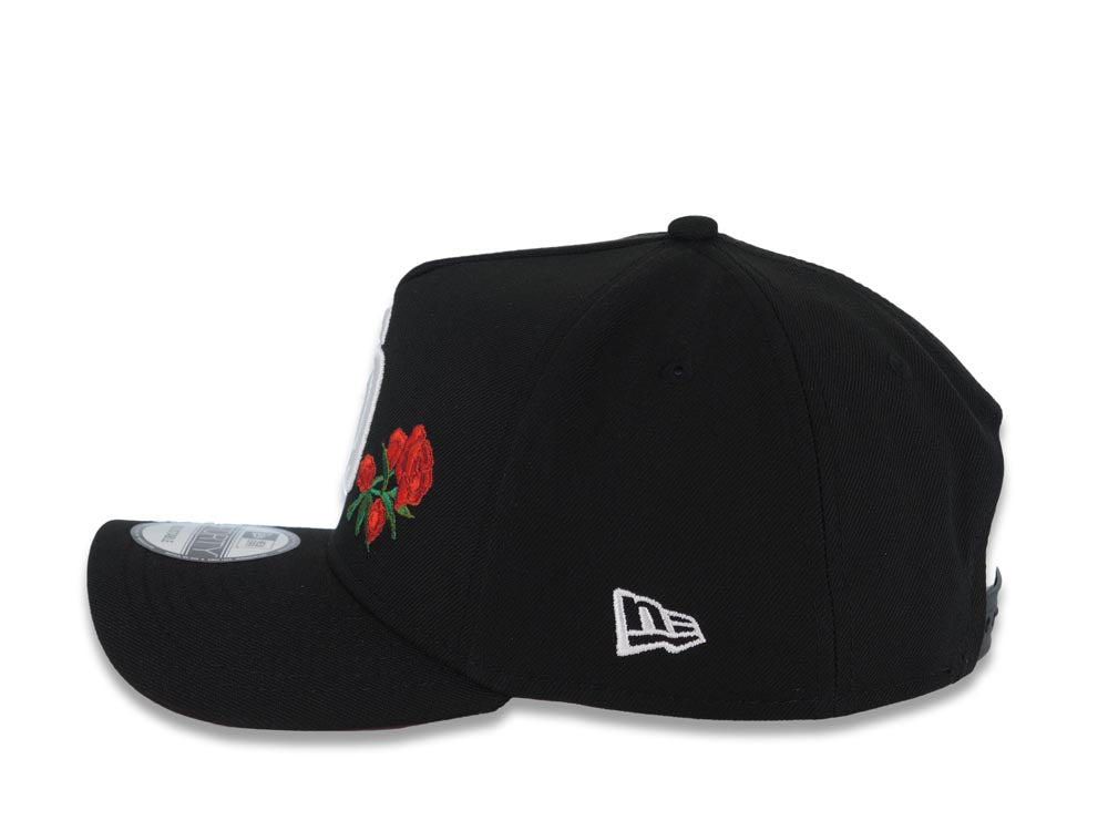 San Diego Padres New Era MLB 9FORTY 940 Adjustable A-Frame Cap Hat Black Crown/Visor White Logo With Rose 1998 World Series Side Patch Red UV