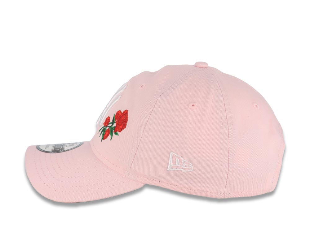 New York Yankees New Era MLB 9TWENTY 920 Adjustable Cap Hat Pink Crown/Visor White Logo Red Roses Gray UV