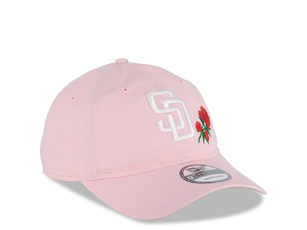 San Diego Padres New Era MLB 9TWENTY 920 Adjustable Cap Hat Pink Crown/Visor White Logo Red Roses Gray UV