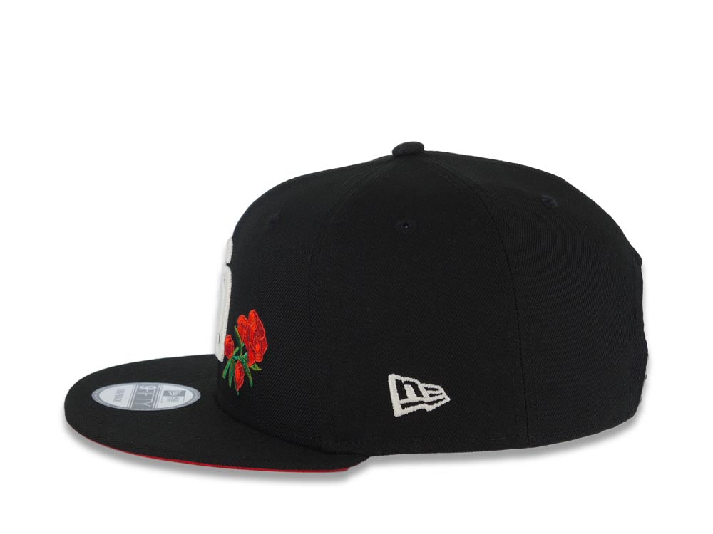 San Diego Padres New Era MLB 9FIFTY 950 Snapback Cap Hat Black Crown/Visor White Logo With Rose 1998 World Series Side Patch Red UV