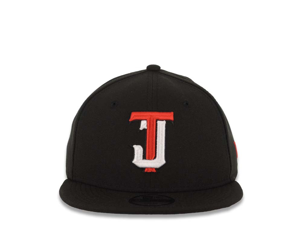 (Youth) Tijuana Toros New Era LMB 9FIFTY 950 Kid Snapback Cap Hat Black Crown/Visor White/Red Logo Gray UV