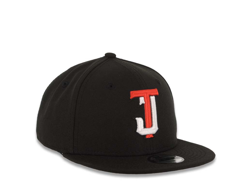 (Youth) Tijuana Toros New Era LMB 9FIFTY 950 Kid Snapback Cap Hat Black Crown/Visor White/Red Logo Gray UV