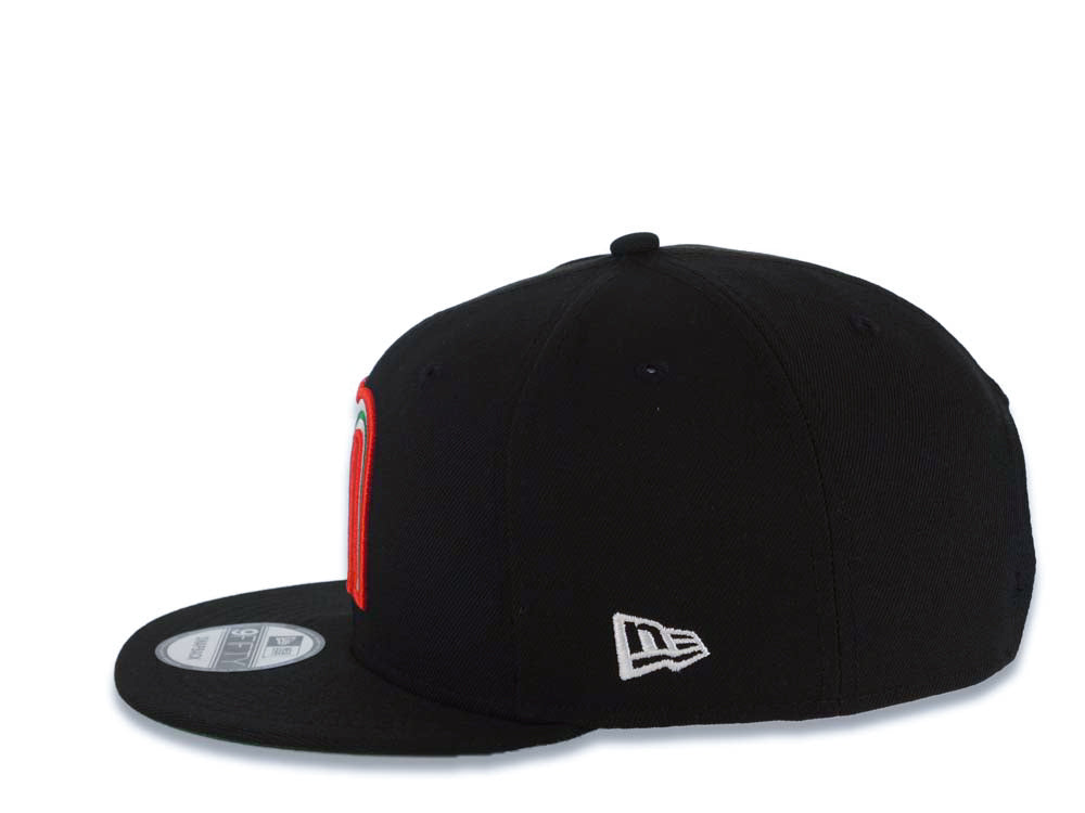 Mexico New Era WBC World Baseball Classic 9FIFTY 950 Snapback Cap Hat Black Crown/Visor Team Color Logo Mexico Flag Side Patch Green UV