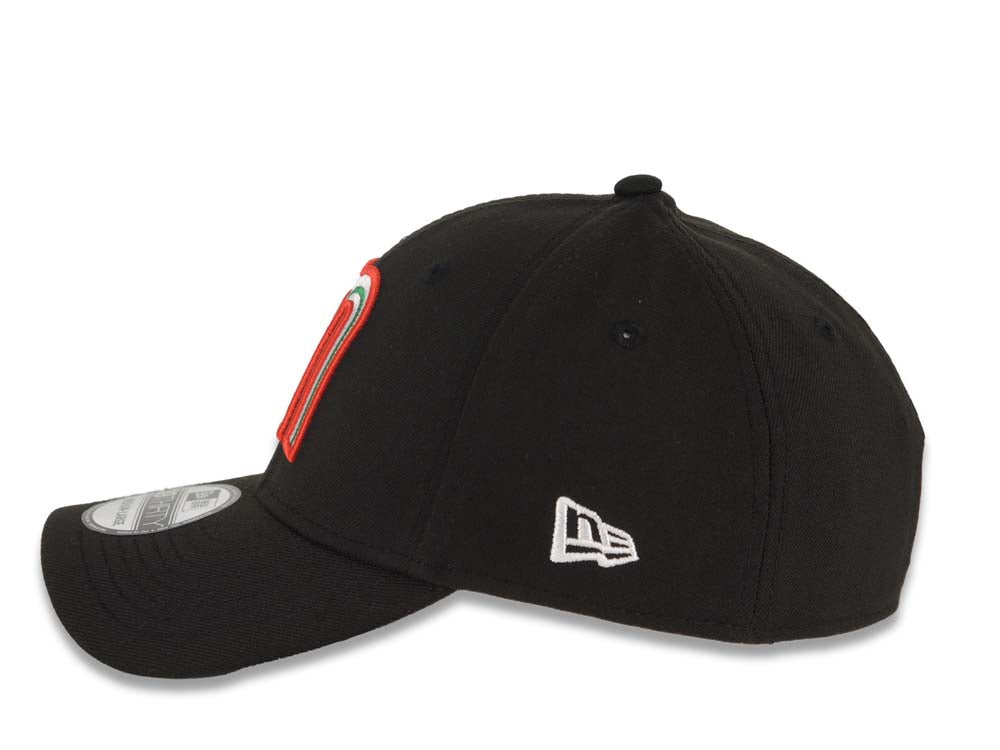 Mexico New Era WBC World Baseball Classic 39THIRTY 3930 Flexfit Cap Hat Black Crown/Visor Team Color Logo Mexico Flag Side Patch
