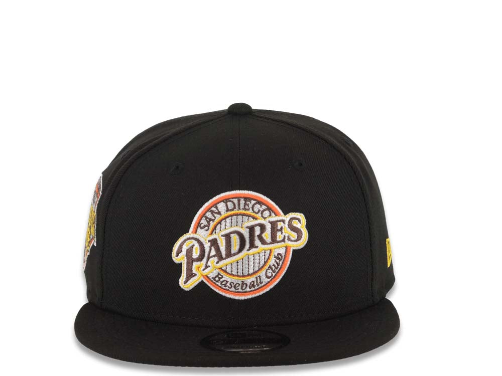 San Diego Padres New Era MLB 9FIFTY 950 Snapback Cap Hat Black Crown/Visor Team Color Baseball Club Retro Logo 1992 All-Star Game Side Patch