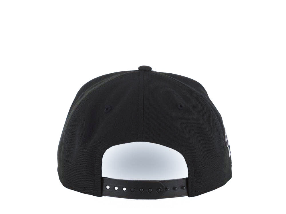 San Diego Padres New Era MLB 9FORTY 940 Adjustable A-Frame Cap Hat Black Crown/Visor White Logo With Rose 1998 World Series Side Patch Sky Blue UV